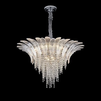 Florio Chandelier- Metal+Glass+Crystal -  Clear/Silver - E14*16/ W80*H50cm 